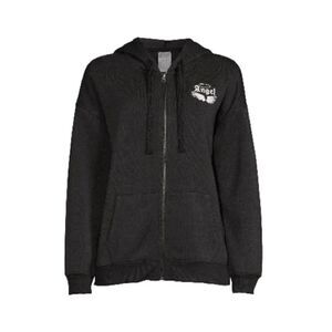 Women’s Juniors Fleece Graphic Zip Hoodie Jacket Tunic Size M